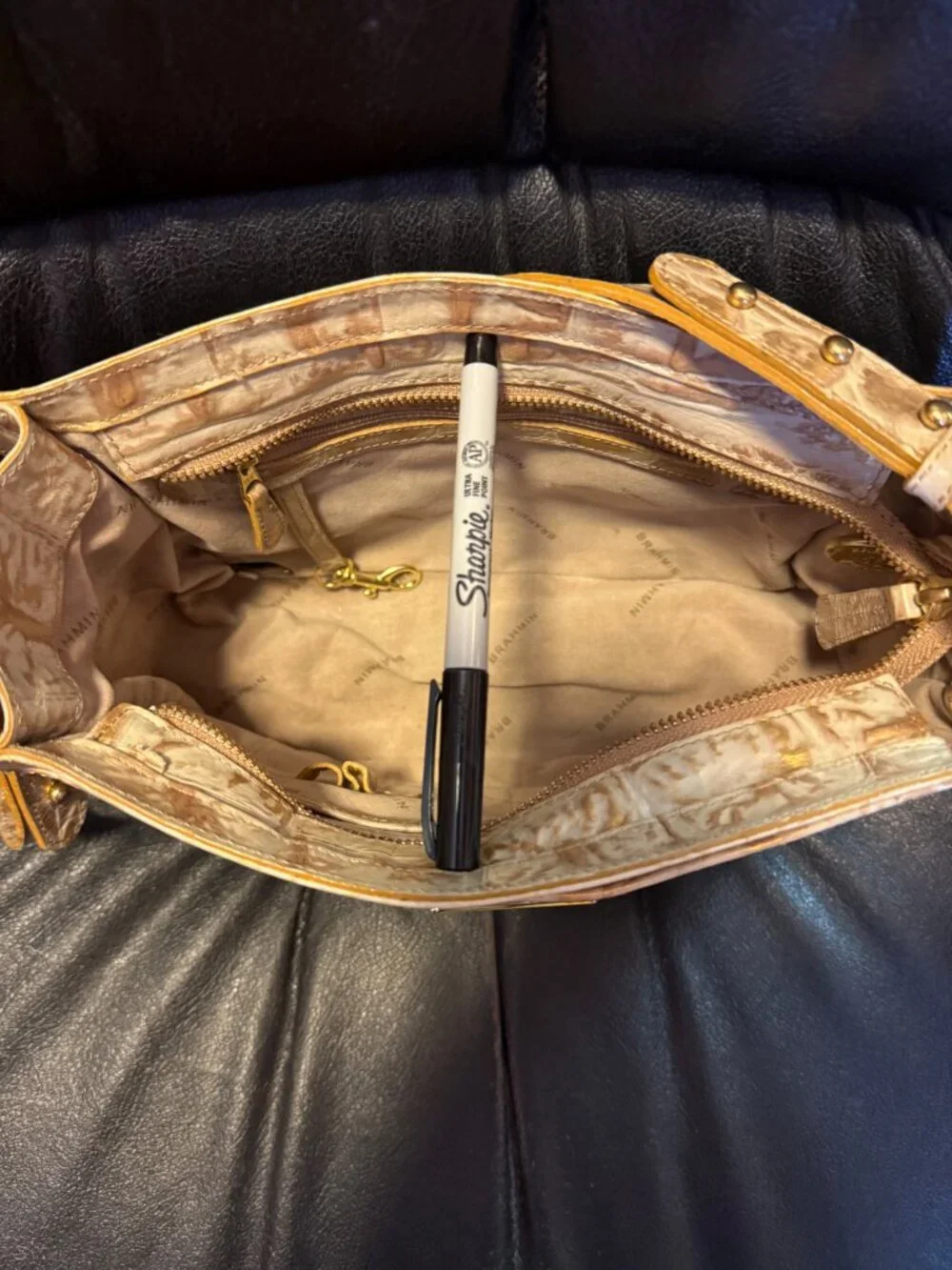 Vintage Brahmin Medium Christine (?) Champagne Orinoco Shoulder Bag